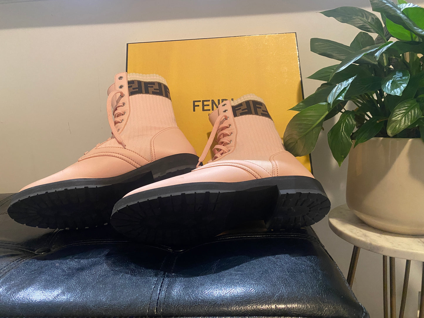 Fendi Rockoko Chelsea Sock Combat Boot (Women) ROSA