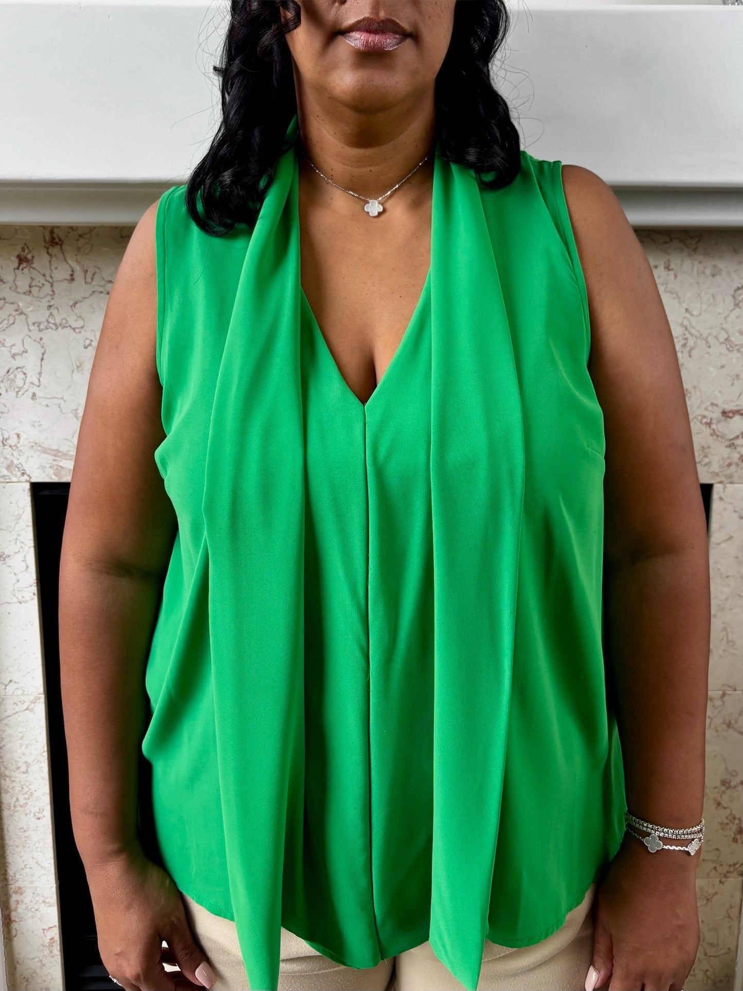 Emerald Essence Sleeveless Blouse